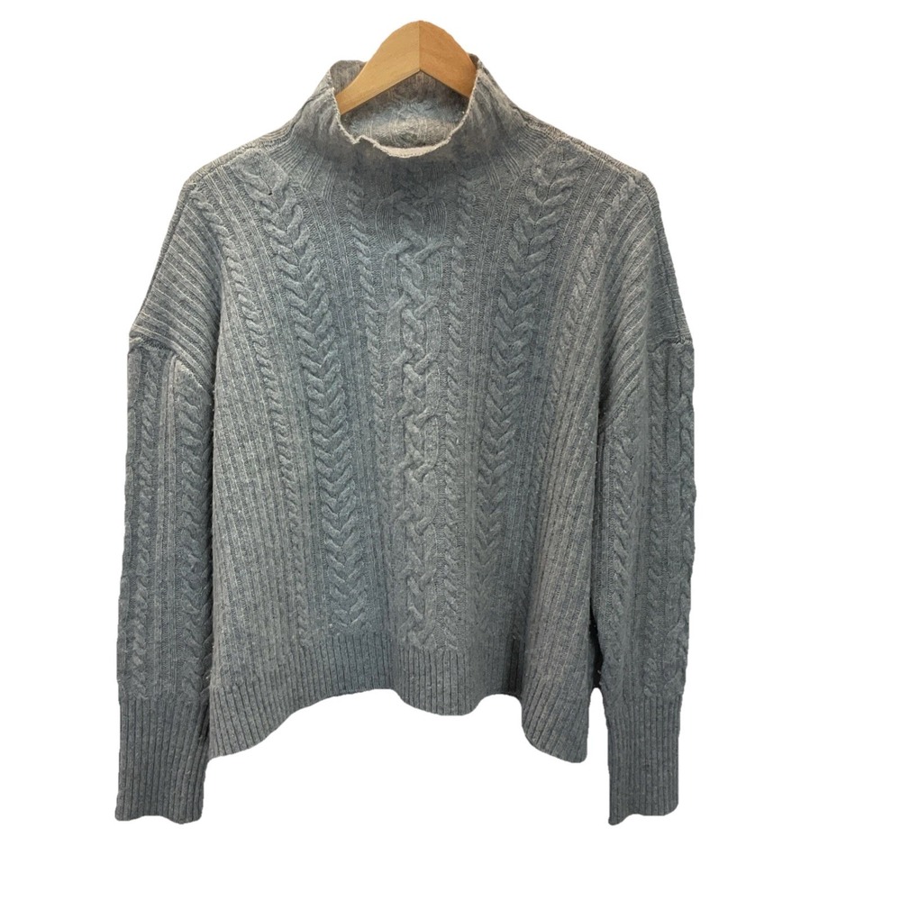Rare Ralph Lauren Black Label Cashmere Blnd Celtic Cable Knit Womens Gray‎ L